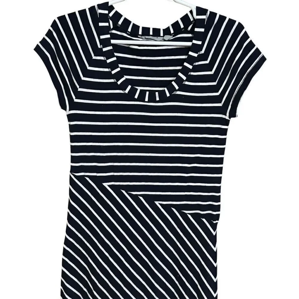 Women's Athleta Makai Maxi Dress Stretch Navy/White Stripe Size S - Picture 3 of 4